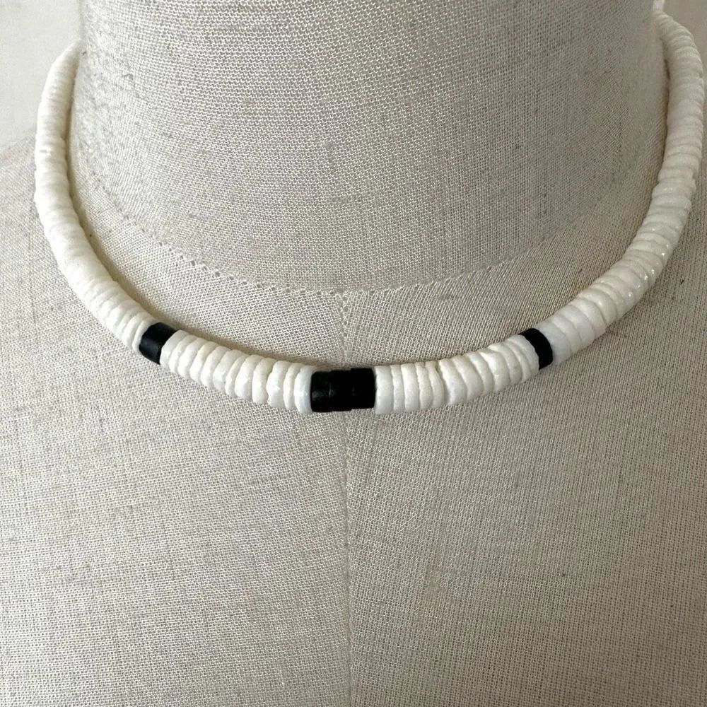 Black and white heishi beaded necklace